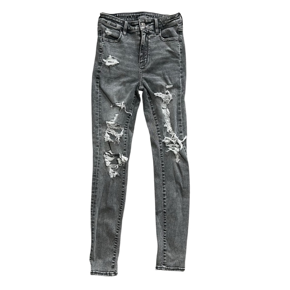American Eagle Outfitters Ripped Distressed Gray Skinny Jeans Next Level Stretch